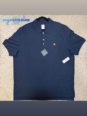 Brooks Brothers Navy Polo with Gold Bee Emblem